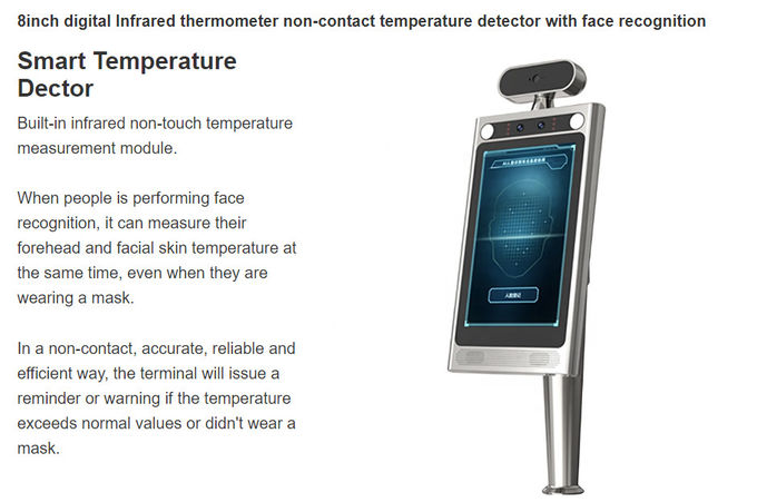Esperto enfrente o termômetro infravermelho do reconhecimento para o teste humano da temperatura corporal